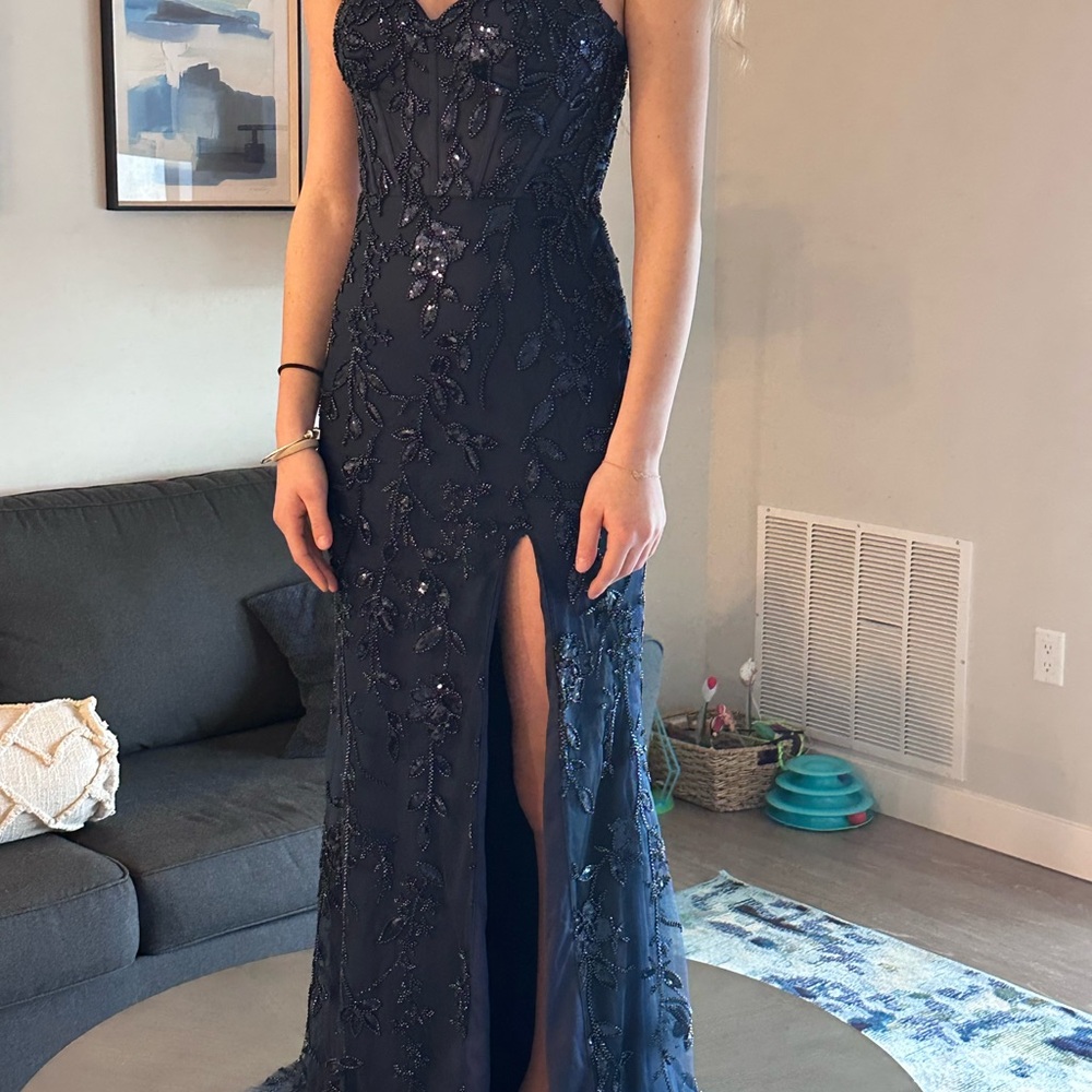 Sophisticated Midnight Blue Prom Dress